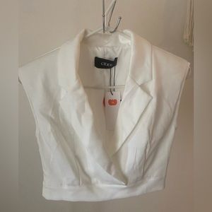 Collar V-neck Vest - White